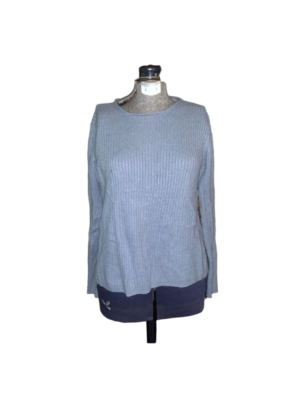 Women's Unbranded Light Blue Ribbed Crew Neck Sweater M